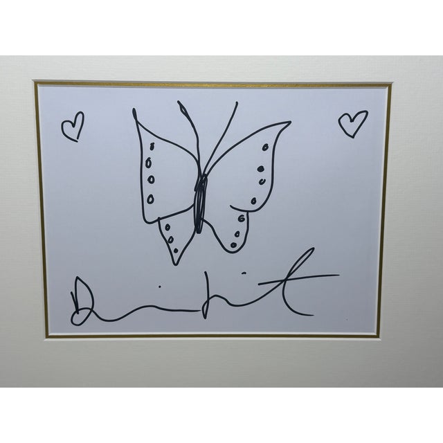 Butterfly With Hearts – Signed Original Ink Drawing on Paper by Damien Hirst Framed Circa 21st Century For Sale - Image 12 of 18