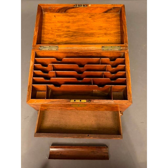 Antique English Burl Walnut Writing Box / Document Chest With Quill Compartment, Circa 1820 For Sale - Image 13 of 17