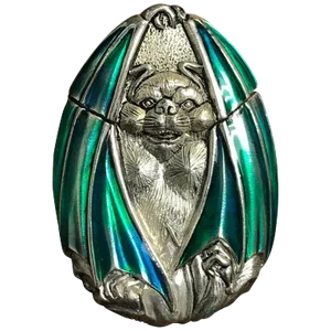 Mid 20th Century Silver Plated and Enameled Bat Matchsafe