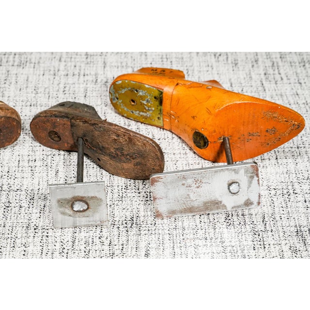 Set of (4) Antique Wood Shoe Molds Cobbler Repurposed Upcycle Decorative Sculptures Industrial Modern Home Decor Display Prop For Sale - Image 10 of 10