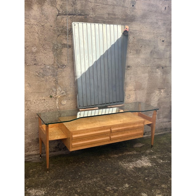 Dresser and mirror G. Cecchini and C. Lissone attributed to Vittorio Dassi, 1950s 4 drawers on the front, top in thick...