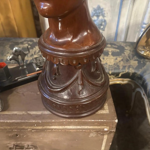 Art Nouveau 1900s A Sicilian Art Nouveau Wood Sculpture of a Bust of a Young Woman For Sale - Image 3 of 17