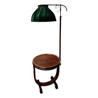 Art Deco Reading Table with Integrated Lamp, 1940s For Sale