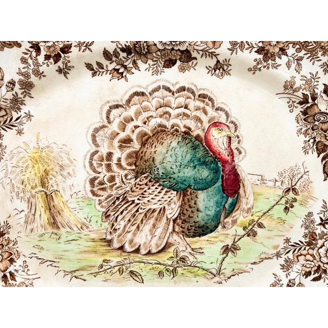 Brown Vintage Clarice Cliff Royal Staffordshire Turkey Platter With Brown Transferware – English Country, Traditional For Sale - Image 8 of 12