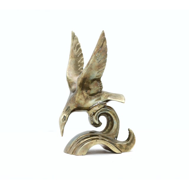 Vintage Brass Seagull on a Wave For Sale - Image 4 of 9