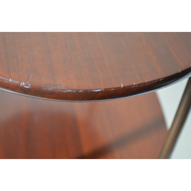 1930s Mahogany Brass Three Tier Oval English Campaign Style Etagere Shelf For Sale - Image 12 of 14