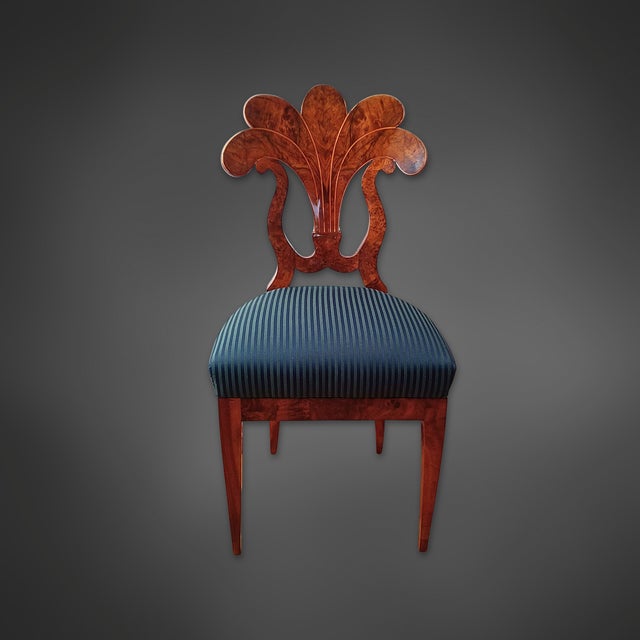 Antique Viennese Fan Chairs in Walnut Veneer with Lemon Band Inlays, Austria, 1830, Set of 6 For Sale - Image 6 of 13