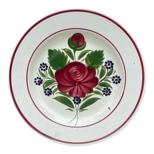 19th Century French Faience Rose Plate Sarreguemines