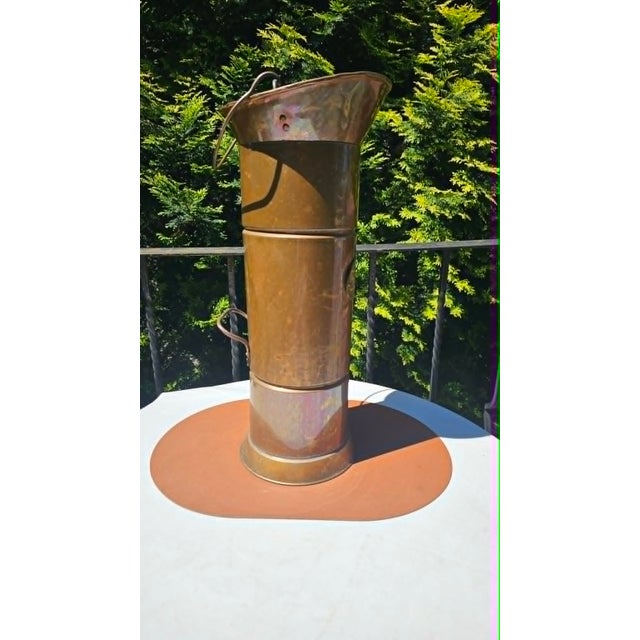 Art Deco copper umbrella stand, 5-liter capacity, dimensions: height with handle 63 cm, height without handle 45.5 cm,...