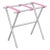 Transitional White Wood Bamboo Inspired Luggage Rack with 3 Pink Nylon Straps For Sale - Image 3 of 3