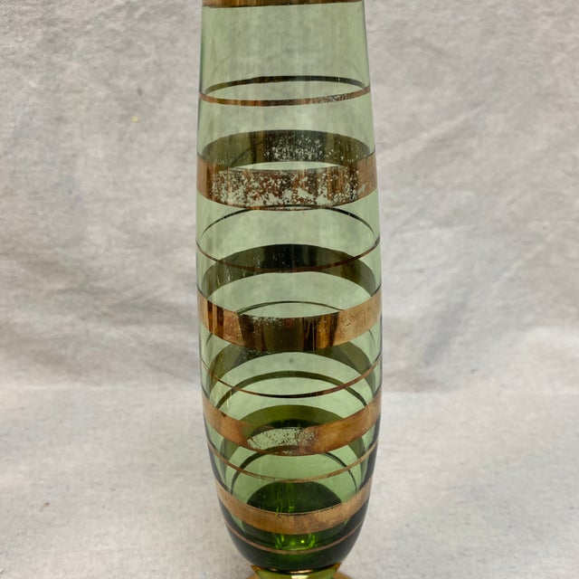 1960s Borske Sklo Glassworks Pink, Amber and Green Gold Stripe Champagne Glasses - Set of 4 For Sale - Image 12 of 12