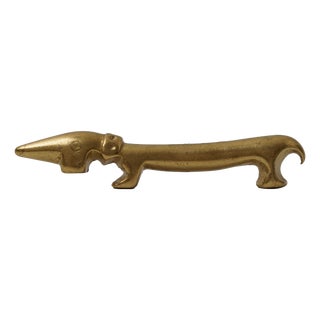 Vintage Brass Bottle Opener in the Shape of a Dachshund by Walter Bosse for Herta Baller, 1950s For Sale