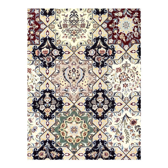 Traditional 2020s Multi Color Fine Hand Knotted Persian Silk & Wool Nain For Sale - Image 3 of 7