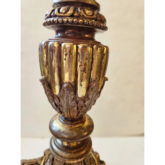 1950s Vintage Carved Giltwood Ornate Floor Lamp For Sale - Image 5 of 12