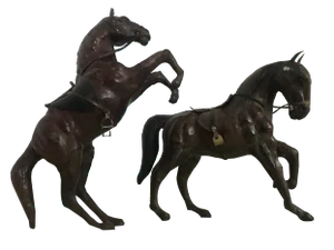 Leather Horse Figurines, 1950s, Set of 2