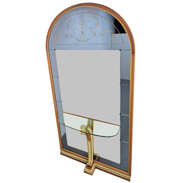 Vintage Floor Mirror with Console Table from Cristal Art, Italy, 1960s For Sale