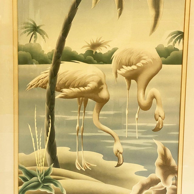 1940s Tropical Drinking Flamingo Scenic Print, Framed by Billy Seay for Turner For Sale - Image 4 of 11