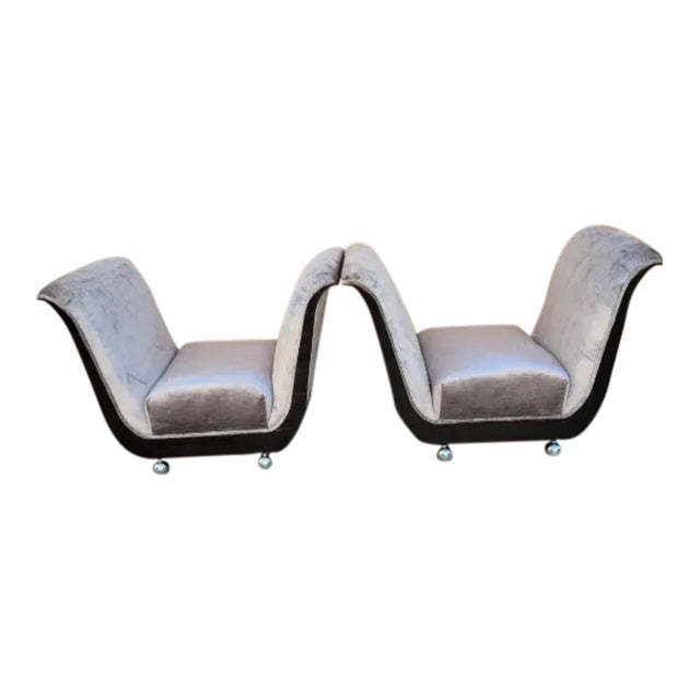 Art Deco Guglielmo Ulrich Style Scroll Arm Seat Benches Newly Reupholstered - Pair For Sale