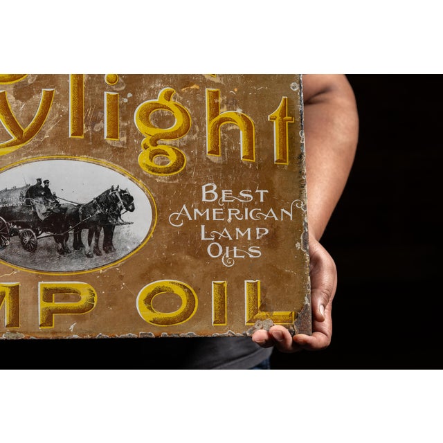 Early 20th Century Antique Royal Daylight Lamp Oil Double-Sided Porcelain Flange Sign For Sale - Image 5 of 6