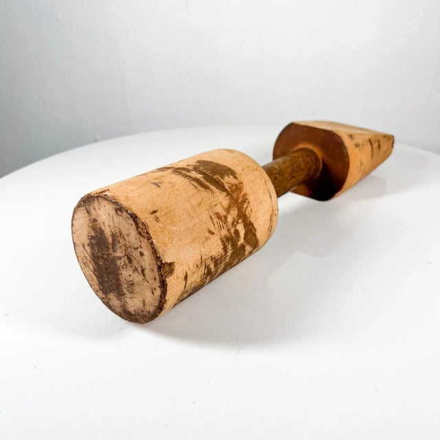 AMBIANIC presents 1960s Handcrafted Wood Hand Stomper Smasher Tool 14.5 x 3.38 diameter Preowned vintage condition. Refer...