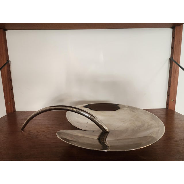 1980s Mesa Italy Stainless Steel Fruit Platter | Mid-Century Modern Biomorphic Tray For Sale - Image 5 of 16