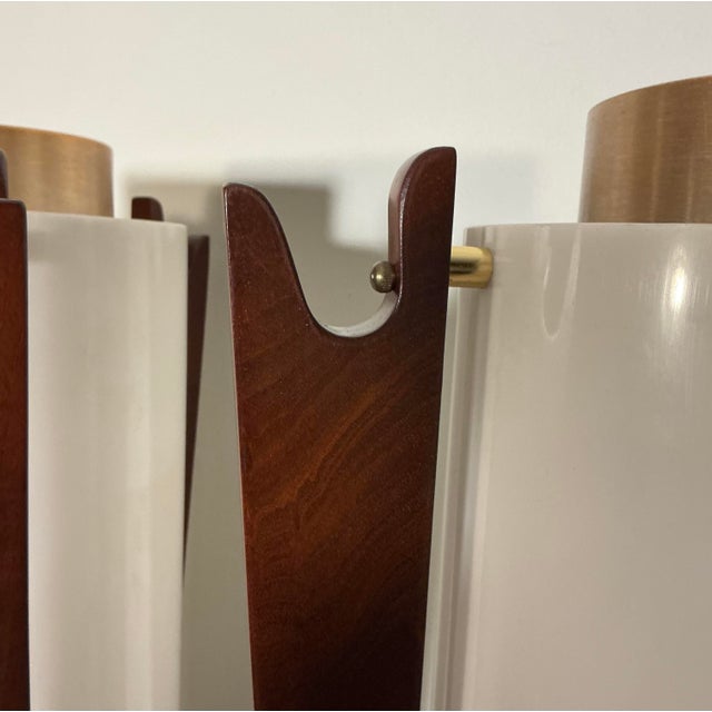 Vintage Mid-Century Modern Sculptural Walnut and Brass Torchiere Table Lamps - A Pair For Sale - Image 9 of 12