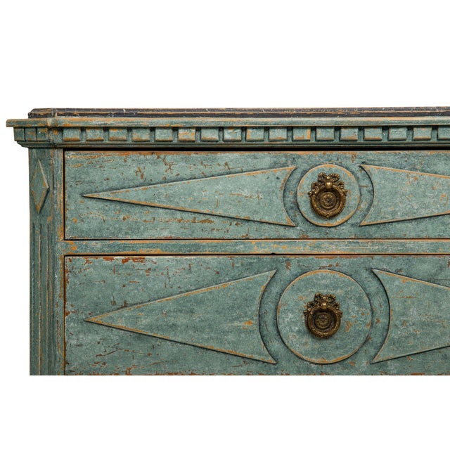 Blue Pair of Swedish Gustavian Style Blue Painted Bedside Commodes Chests For Sale - Image 8 of 18