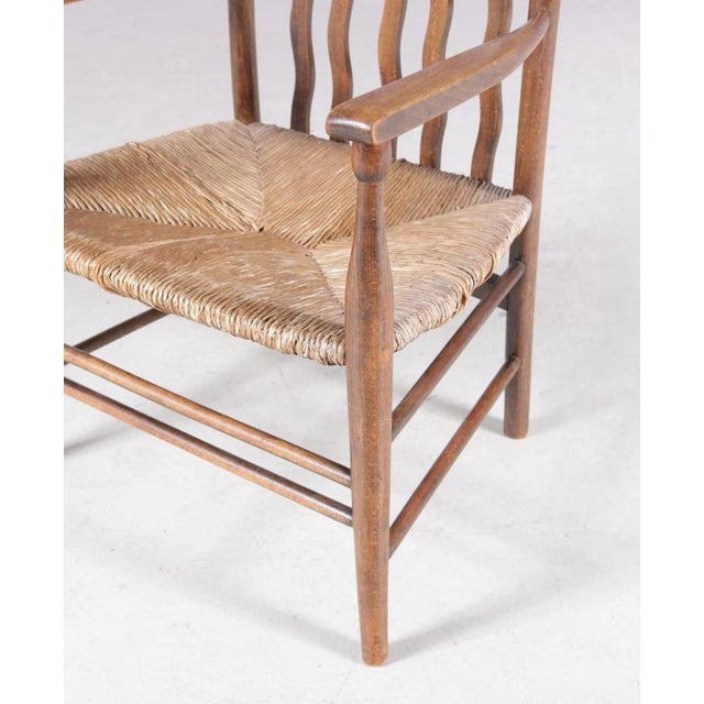 Wood Small Arts & Crafts Spindlers Back Hearth Chair with Wicker Seat, 1930s For Sale - Image 7 of 12