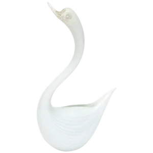 Vintage Murano Seguso Glass White Swan Sculpture, 1960's
