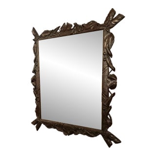 Carved European Faux Bois Mirror With Cherry Motif, Circa 1900 For Sale