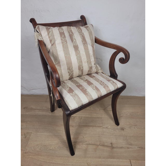 Antique Victorian Upholstered Mahogany Carver Armchair, 1890 For Sale - Image 4 of 18