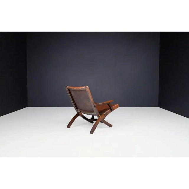 Set of Cognac-Colored Saddle Leather Armchairs Ecuador from Angel I. Pazmino, 1970s For Sale - Image 9 of 11