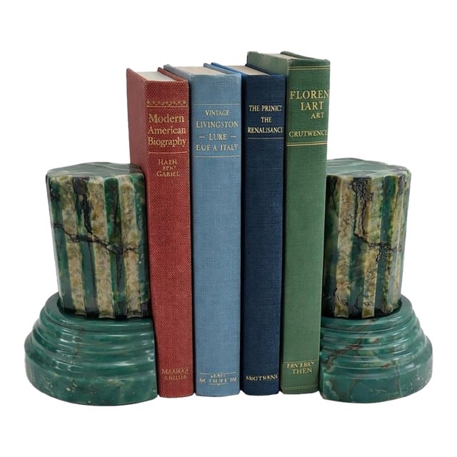 Vintage Green Onyx Marble Bookends, Italian, Mid-20th Century For Sale