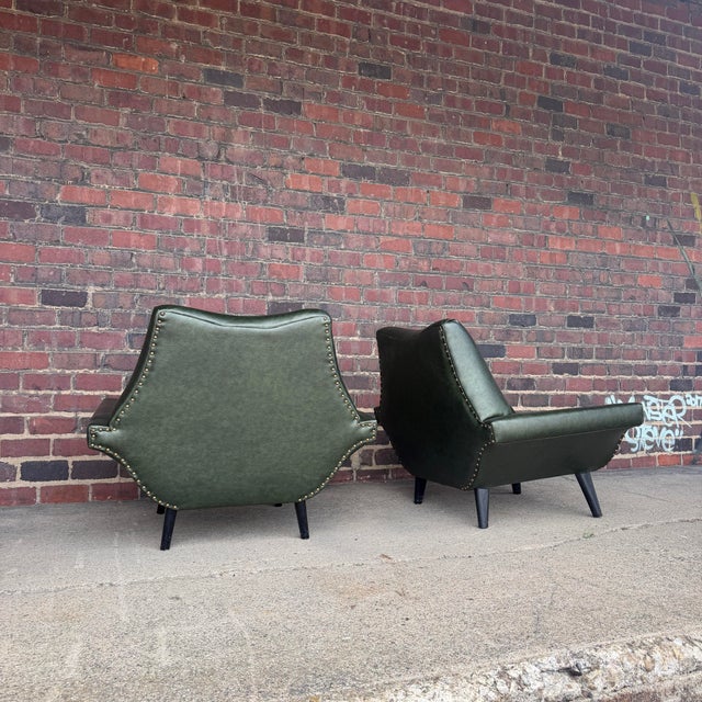 Pair of Sculptural Midcentury Lounge Chairs Italian Influence Oversized Wing Arms For Sale - Image 4 of 9