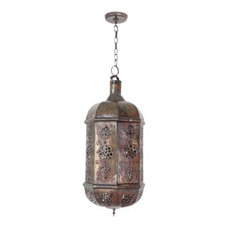 Moroccan Moorish Handcrafted Metal Lantern Pendant For Sale