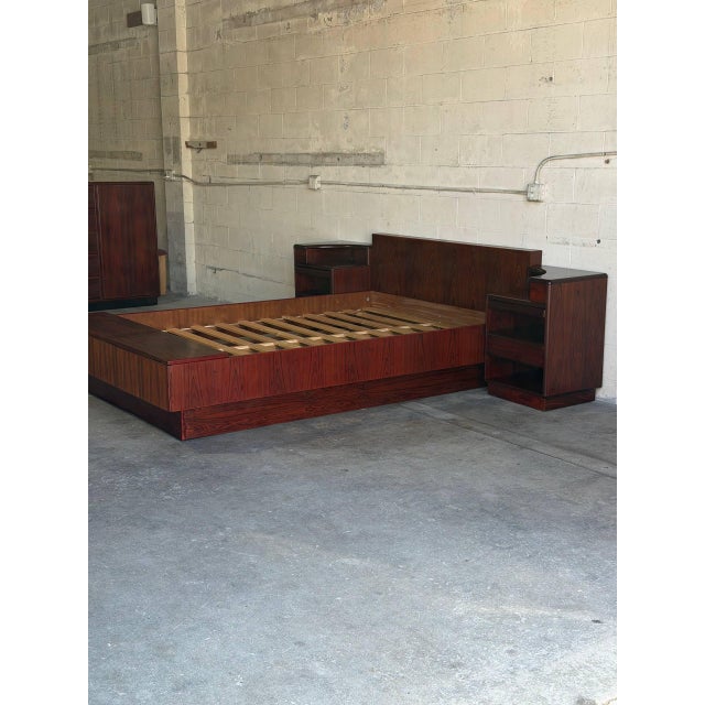 Skovby Queen Platform Bed Frame With Integrated Nightstands Rosewood Denmark 1970s For Sale - Image 15 of 15