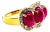 Bochic “Capri” Vintage Natural Ruby & Topaz Retro Ring Set In 18K Gold & Silver For Sale