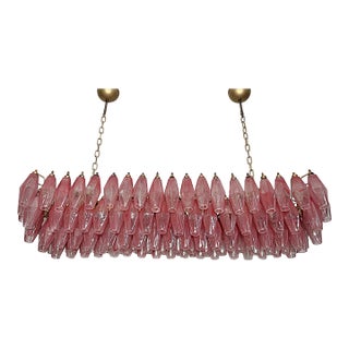 Contemporary Murano Poliedri Chandelier Pink Alabaster –138 Handblown Glasses – Large Italian Luxury Ceiling Light For Sale