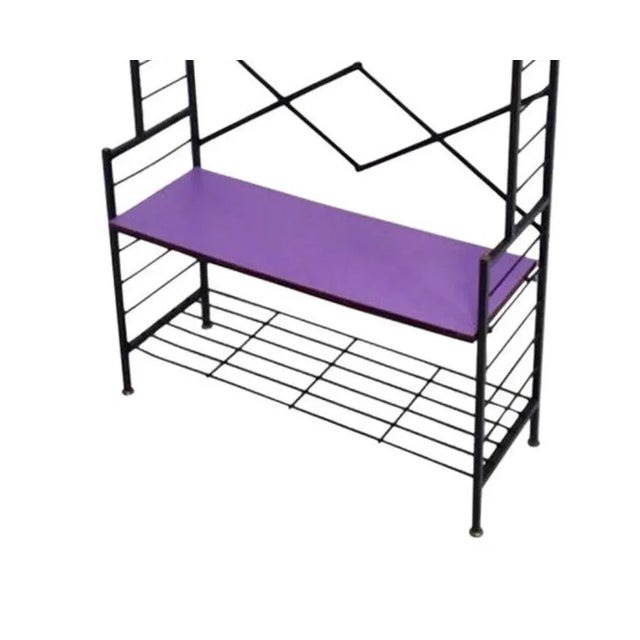 1960s Vintage Varnished Iron Shelf in Wood and Colored Formica, Italy, 1960s For Sale - Image 5 of 8