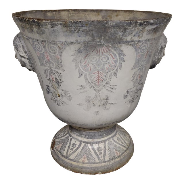 19th Century Enameled Cast Iron Urn For Sale