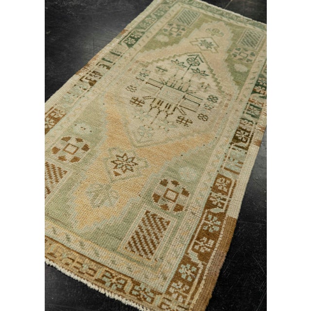 Textile Turkish Mini Rug Oriental Hand Knotted Vintage Rug 1'7" x 3'2" #21072 For Sale - Image 7 of 8