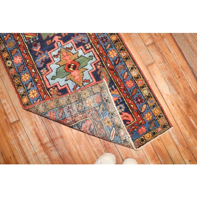 Chippendale Zabihi Collection Antique Navy Blue Narrow Heriz Runner - 2'3" x 8'6" For Sale - Image 3 of 11