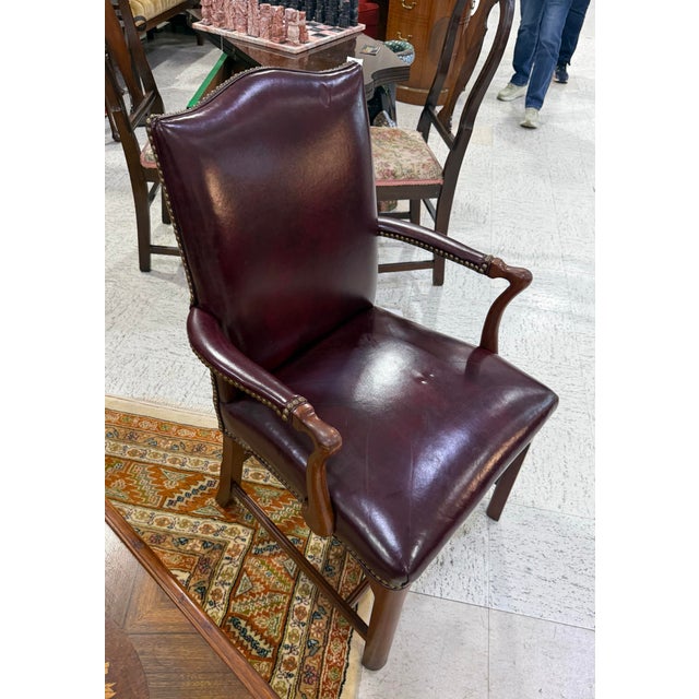 Antique Hickory Co Chair Georgian Style Leather Library Armchair Excellent condition Measures : 38in tall / 25in Wide...