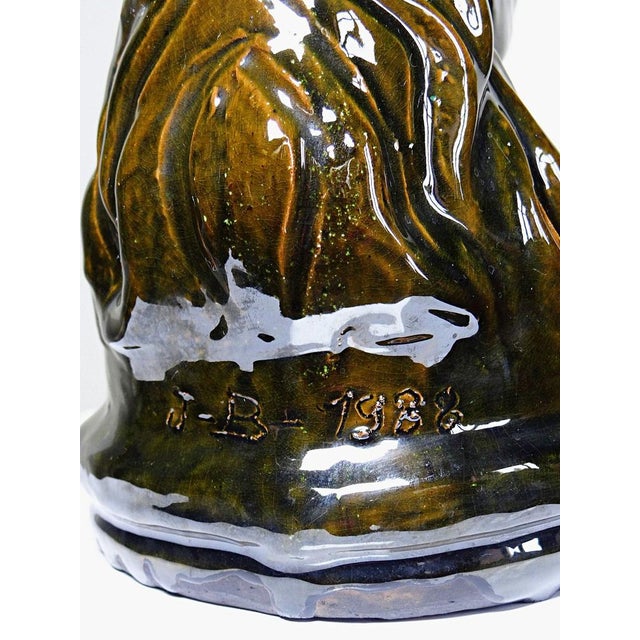 Horse Head or Chess Knight in Glazed Terracotta, France, 1980s For Sale - Image 15 of 17