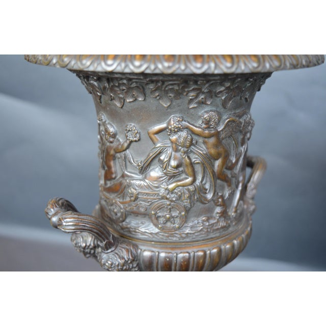 Bronze French Bronze and Marble Vases For Sale - Image 8 of 10