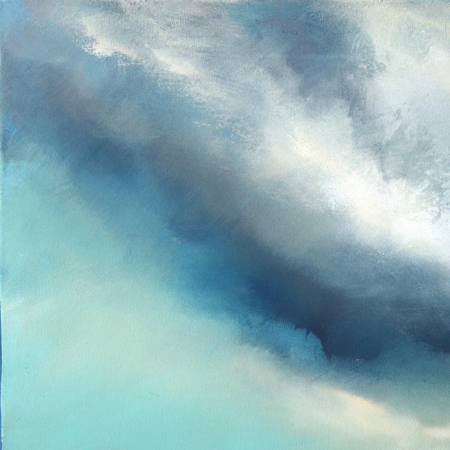 Sail Away - Large Original Coastal Oceanscape Painting on Canvas With Gold Leaf by Charlotte Elizabeth For Sale - Image 4 of 9