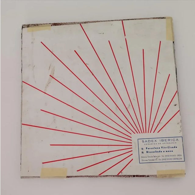 Ceramic Mid-Century Large Spanish Glazed Terracota Ceramic Natur Morte Art Tile, 1950s For Sale - Image 7 of 9