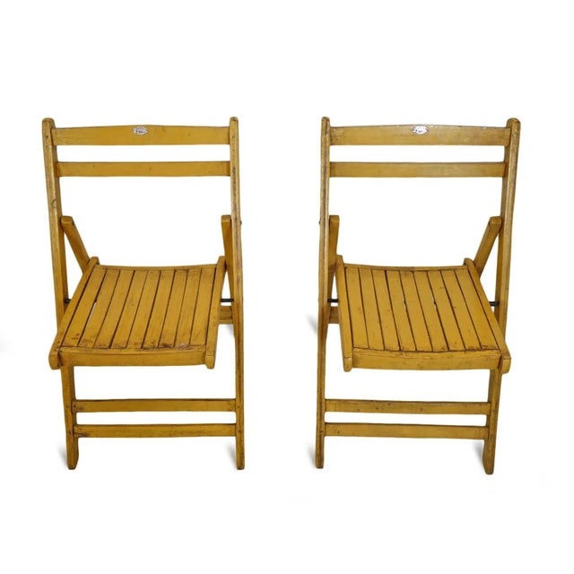 Mid 20th Century Antique India Yellow Rustic Folding Chair For Sale - Image 5 of 10