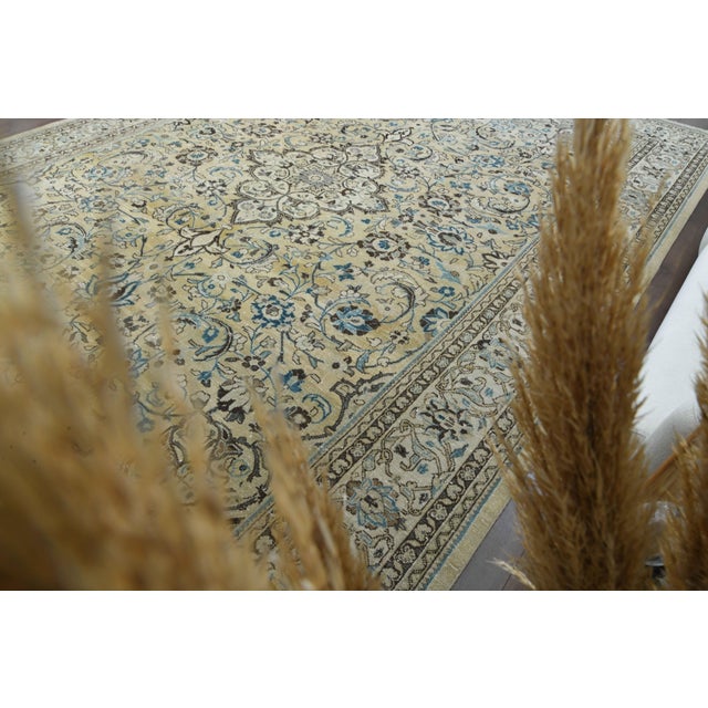 1960s Vintage Persian Handmade Wool Cotton Beige Area Rug For Sale - Image 11 of 11