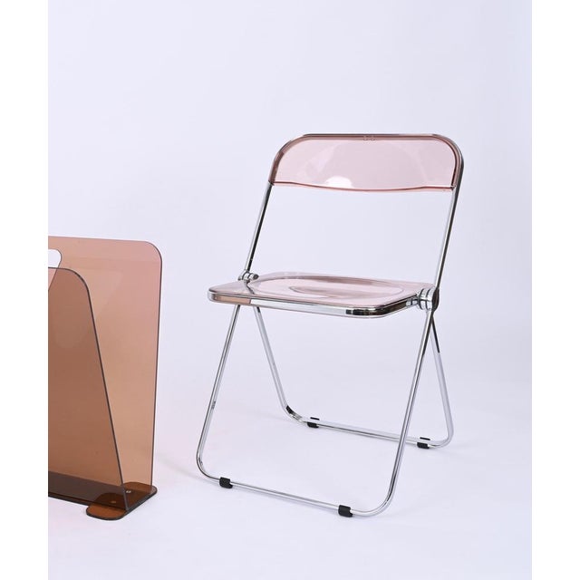 Acrylic Glass Pink and Chrome Plia Chairs by Piretti for Castelli, Italy, 1970s, Set of 12 For Sale - Image 11 of 18